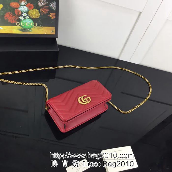 GUCCI古馳原單 新款高仿GUCCI新款專櫃品質原單貨實物實拍488426 大紅 鏈條迷你包 HY1256